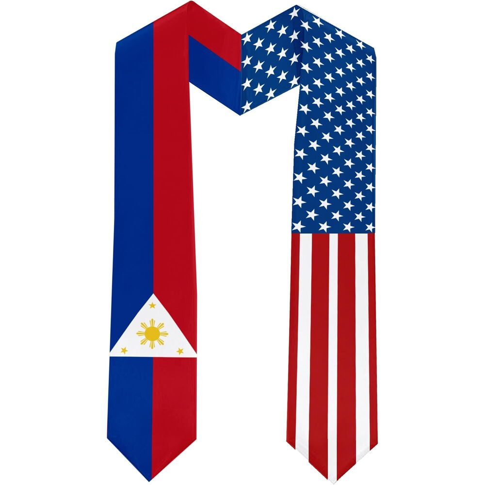 7226 2025 The Philippines Flag and USA Flag Graduation Stole Graduation